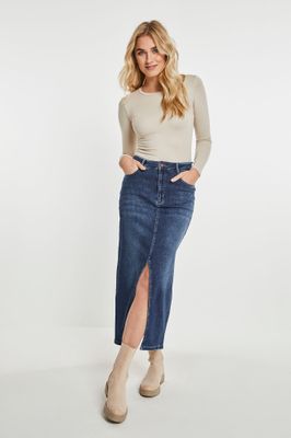 Para Mi Jeans Rok: Jealey, Dark Used, met split vooraan
