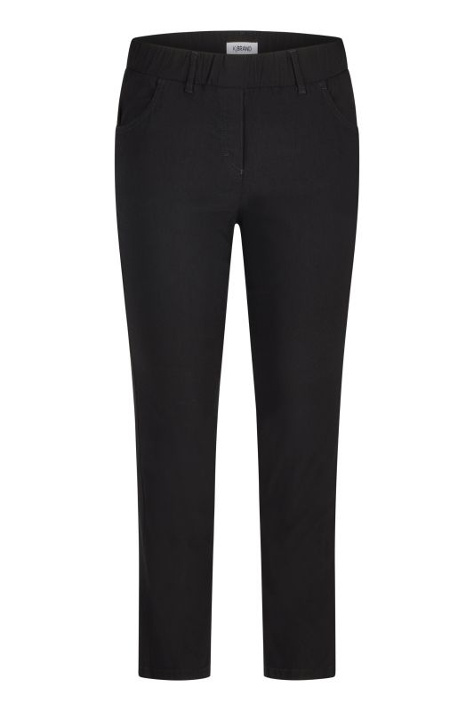 KJ Brand Dames Broek: Jenny, Elastiek in de lenden, Zwartn gemoltoneerd