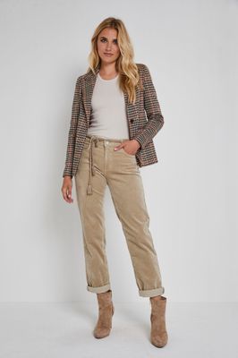 Para Mi Dames broek: Bobby, Vintage Corduroy, Beige Marble, ( Ribfluweel )