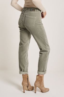 Para Mi Dames broek: Bobby, Vintage Corduroy, Pale Green, ( Ribfluweel )