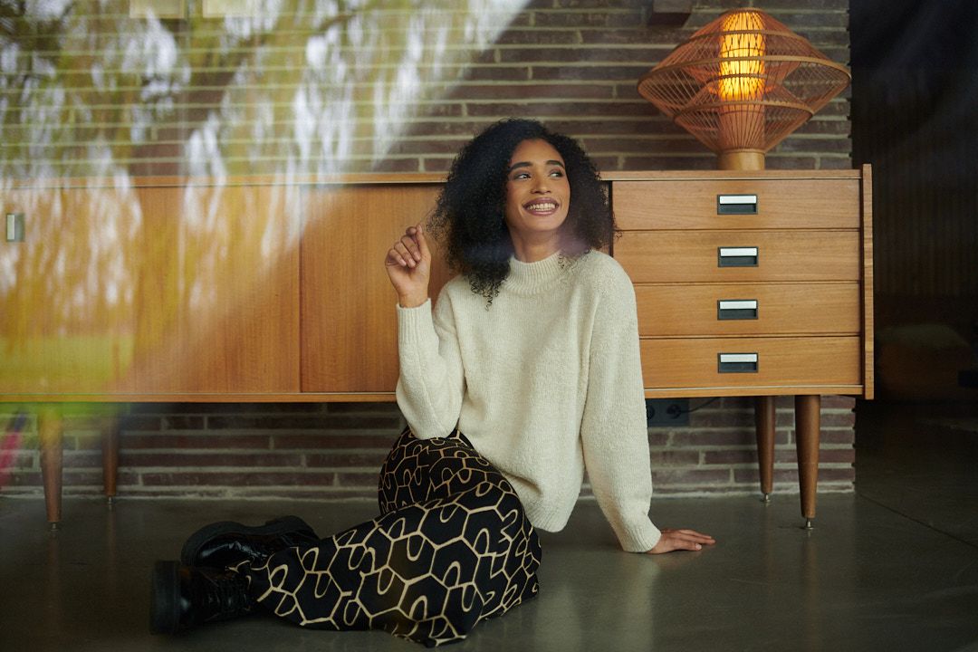 Signe Nature Pull: Ecru met opstaande kol