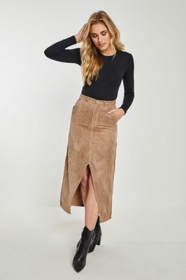 Para mi rok: Jealey, long skirt ribcord, beige marble
