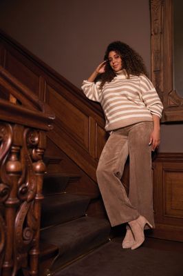 Para Mi Broek: Mira, elastic ribcord, beige marble