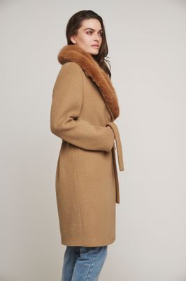 Rino &amp; pelle Mantel: Meya, afneembare bonten col, Camel