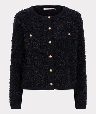 Esqualo zwarte gilet met knopen: harige stof