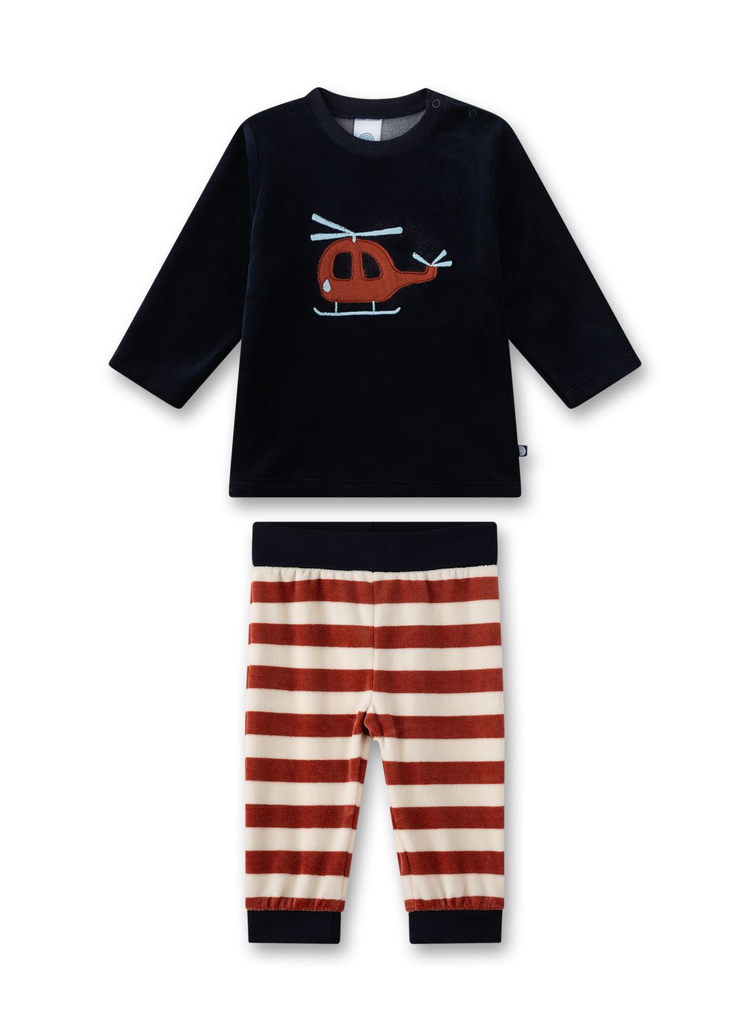 Sanetta Pyjama Jongens: Velours, helikopter, Donker blauw