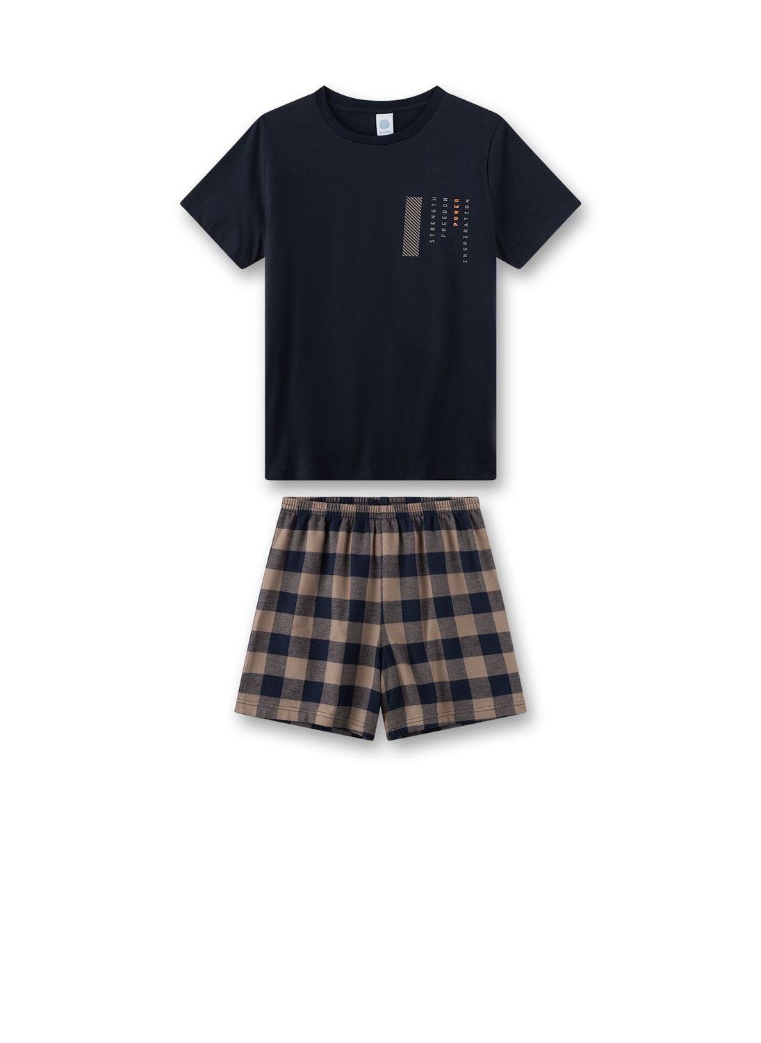 Sanetta Pyjama Jongens: Korte mouw, Short in flanel