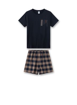 Sanetta Pyjama Jongens: Korte mouw, Short in flanel