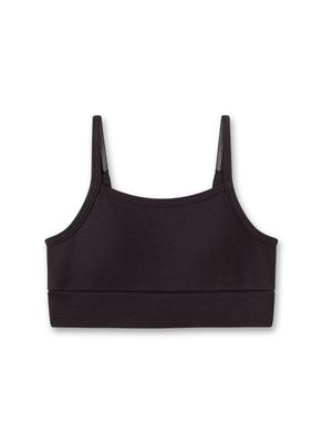 Sanetta Tiener top: Zwart, fijne rib, uitneembare pads