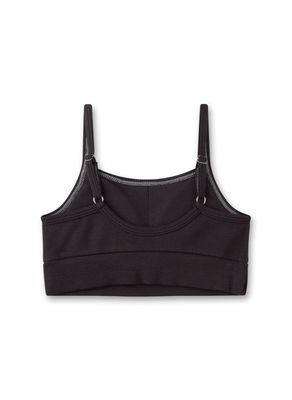 Sanetta Tiener top: Zwart, fijne rib, uitneembare pads