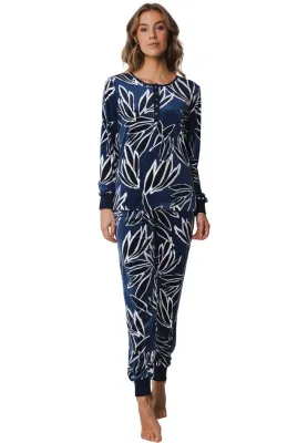 Pastunette Pyjama dames: Velours, blauw
