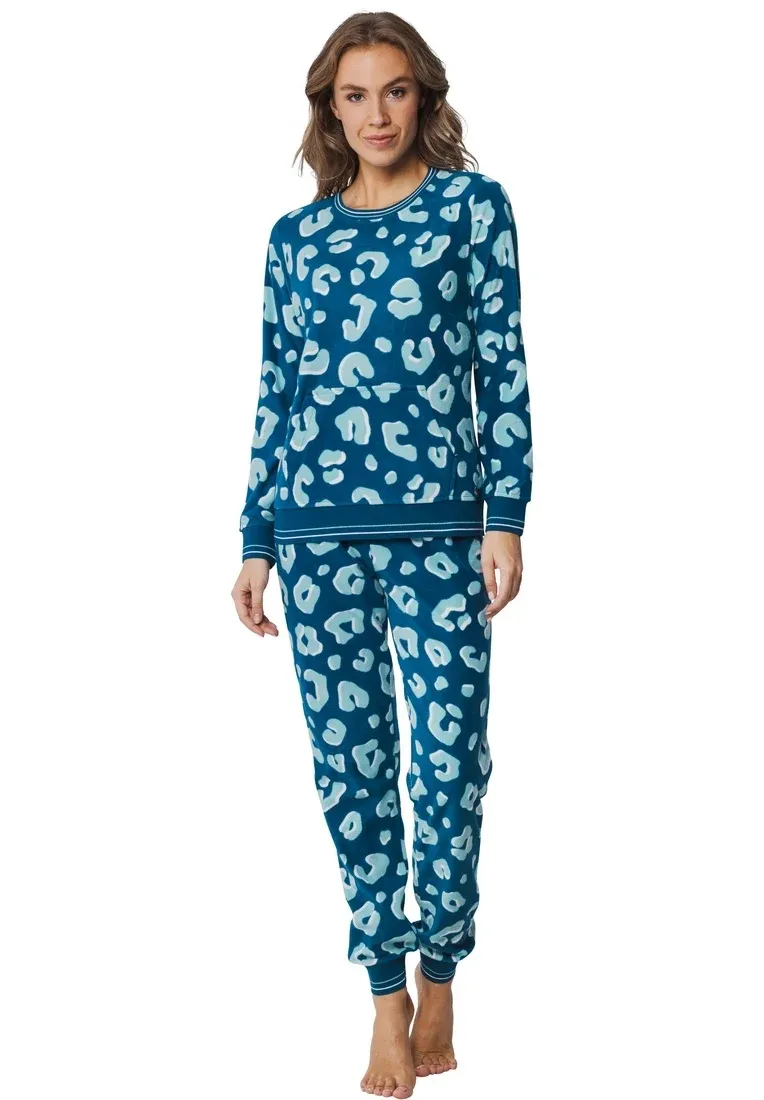 Pastunette Pyjama Dames: Licht blauw geprint, velours