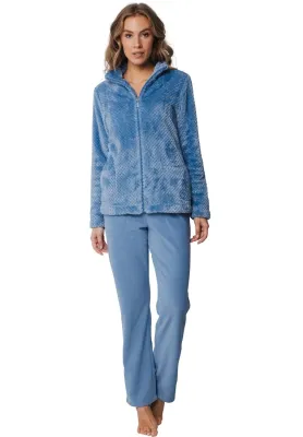 Pastunette homewear Dames: Blauw met rits, Velours