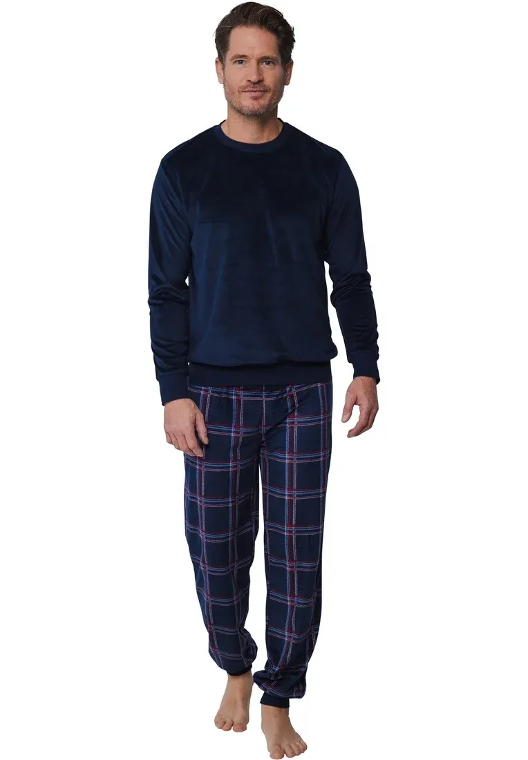 Pastunette Heren pyjama: blauw, Fleece