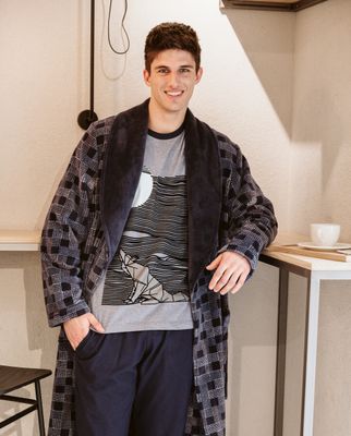 Egatex ( Soy ) Heren Kamerjas: Warme Fleece ( BORDEAU TINTEN )
