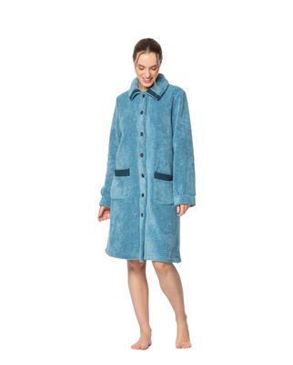 Egatex kamerjas dames: blauw, met knopen, zeer warm