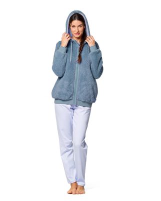 Egatex dameskamerjas met rits: Blauw, met kap