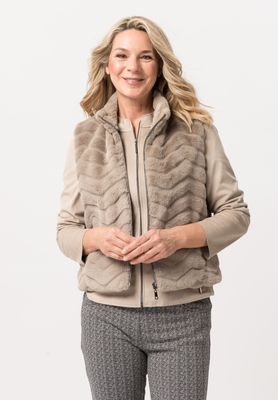 Frank Walder Bodywarmer: Beige, bont jasje