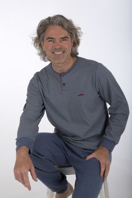 Perlina Heren pyjama: Roy, Interlock Blauw,