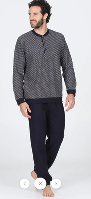 Alpina Heren Pyjama: Punto Milano, Blauw, tot 4XL ( 60 )
