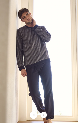 Alpina Heren Pyjama: Punto Milano, Blauw, tot 4XL ( 60 )