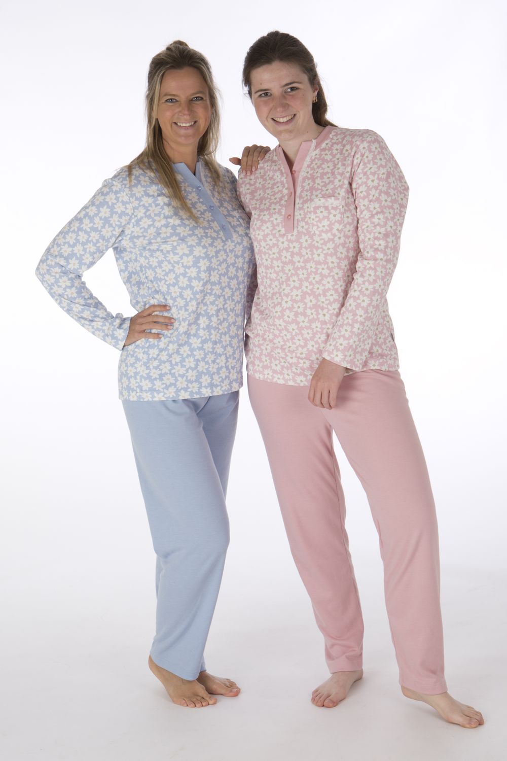 Perlina Dames Pyjama: Pippa, blauw, Interlock brushed