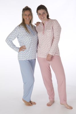 Perlina Dames Pyjama: Pippa, blauw, Interlock brushed