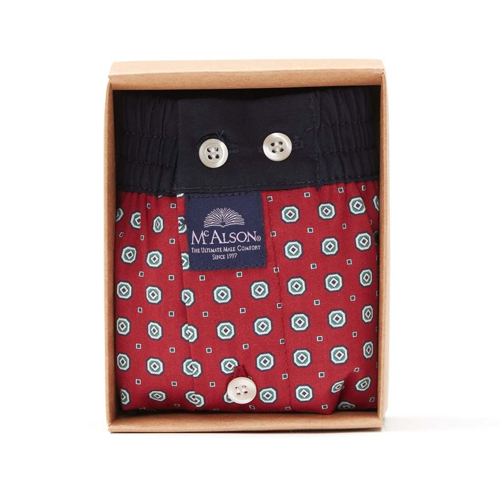 MC Alson Boxershort Heren: Bordeau, Los model met ingewerkte slip
