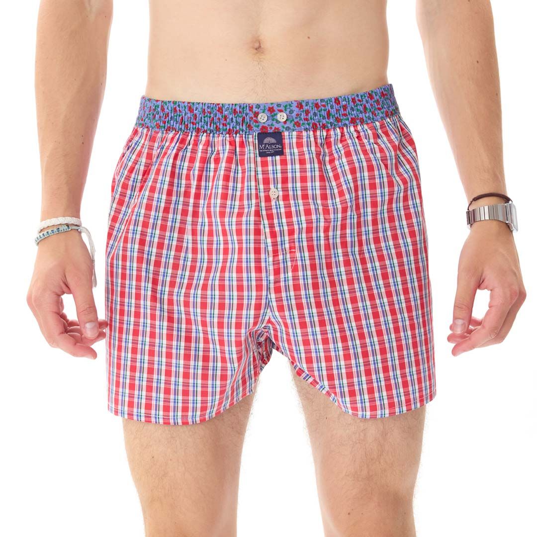 MC Alson Boxershort Heren: Carree met bloemen op band, Los model met ingewerkte slip