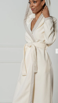 Belmanetti dames badjas: Cream, Luzern Bamboo, met kap