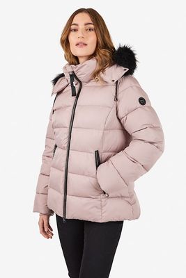 Frandsen winterjas: Pastel roze, met rits, afneembare kap