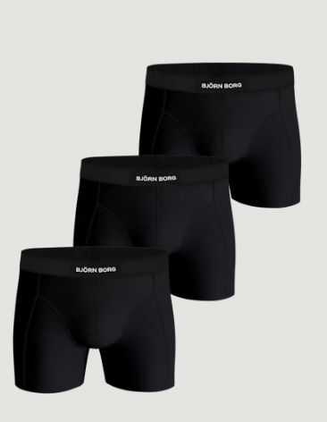 Bjorn Borg Boxer heren: Premium cotton stretch boxer 3P, Zwart