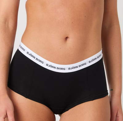 Björn Borg Dames shorty: Duopack, zwart, Core logo Minishorts