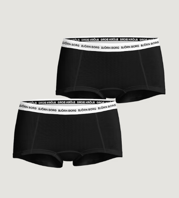 Björn Borg Dames shorty: Duopack, zwart, Core logo Minishorts