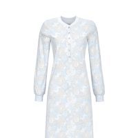 Ringella nachthemd dames: 105cm, ronde hals, Sky blue