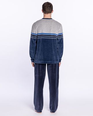 Punto Blanco heren pyjama: Showery, Velours, Blauw