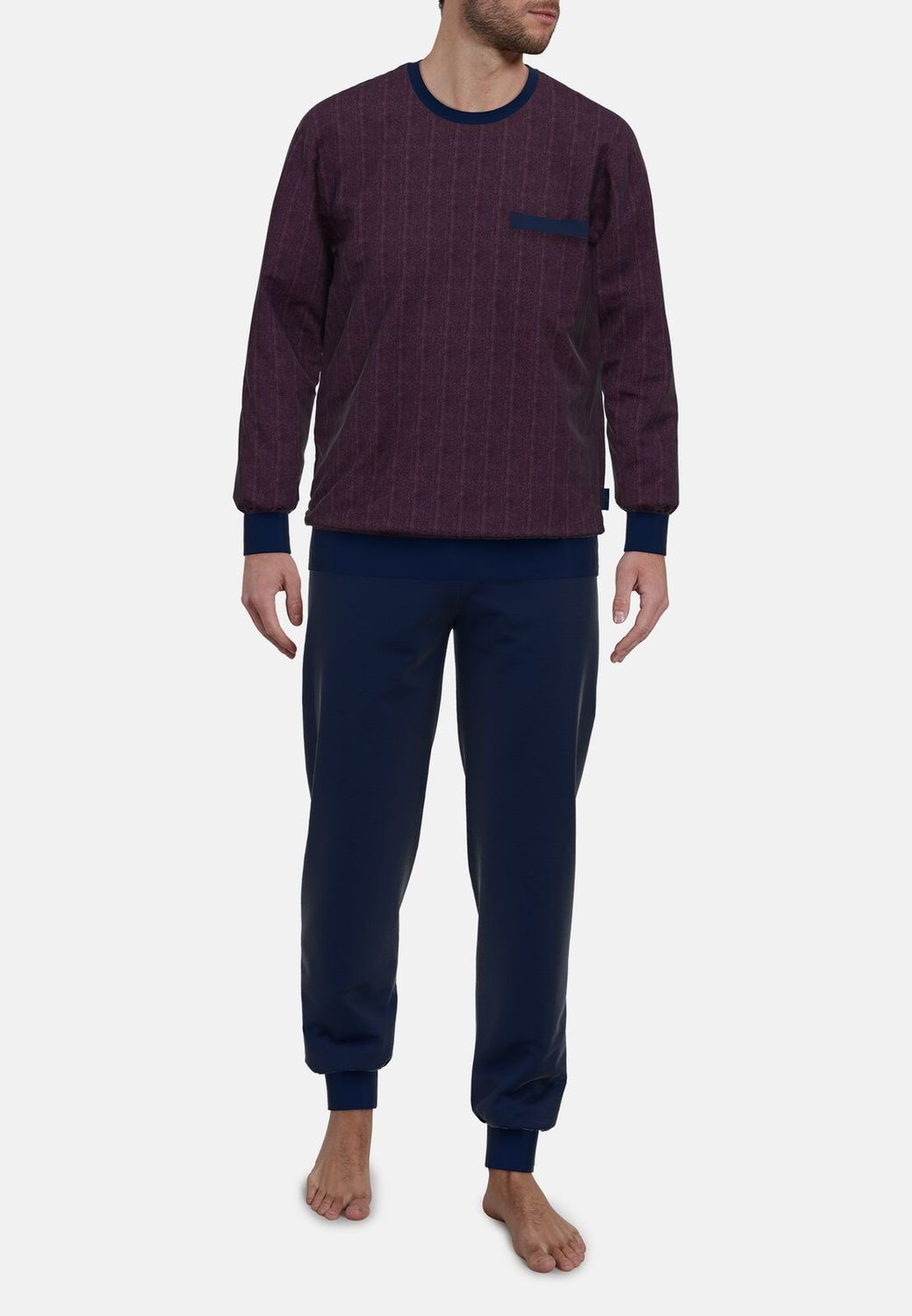 Gotzburg Heren pyjama: Badstof Terry,bordeau