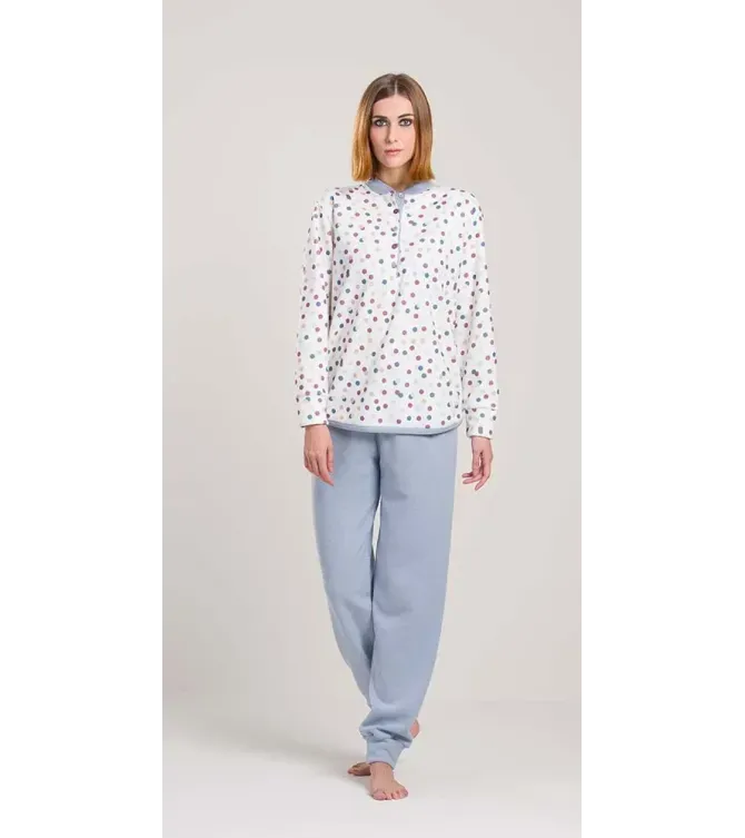 Gary Dames pyjama: Punto milano, Blauw
