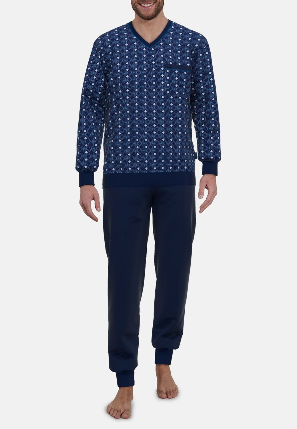 Gotzburg Heren pyjama: Blauw, V hals,