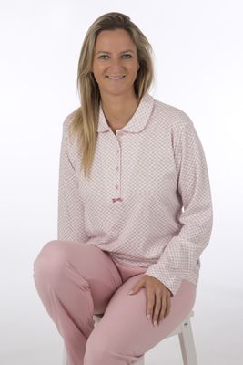 Perlina Dames pyjama: Liva, gemoltoneerd, met kol