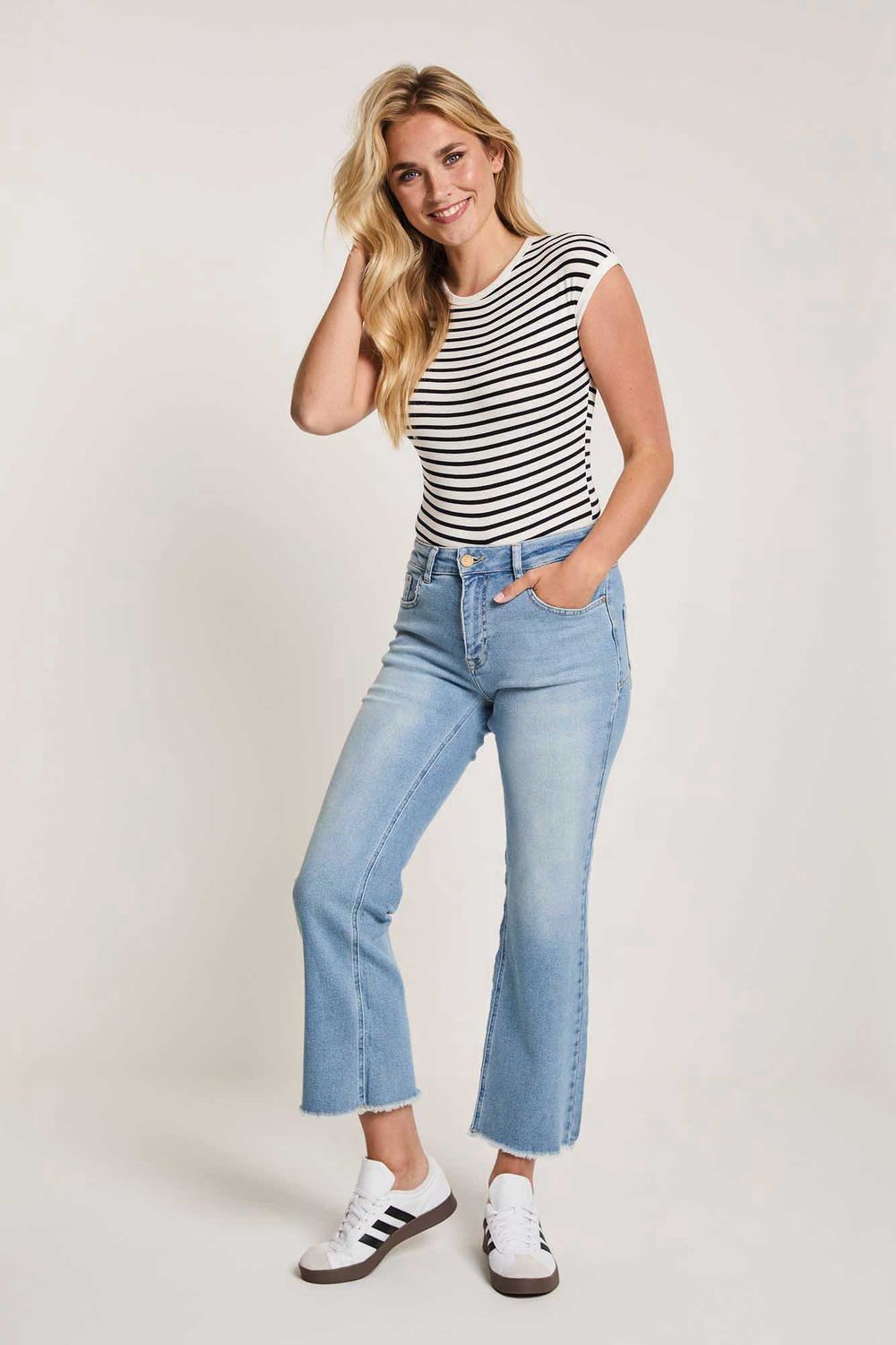 Para Mi Dames jeans broek: Mila ( Mini Flare ), Cosic Blue, Daily denims