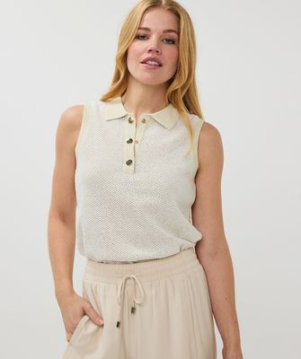 Esqualo Polo top: Light Stone