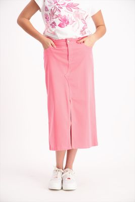 Signe Nature Dames rok: Rose, lang met split vooraan