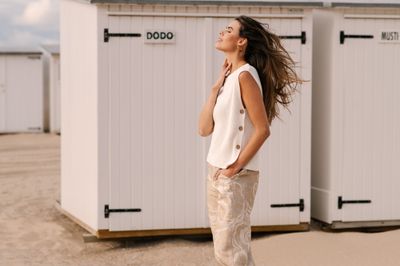 Signe Nature pull ( Debardeur ): zonder mouwen, Ecru gebreid