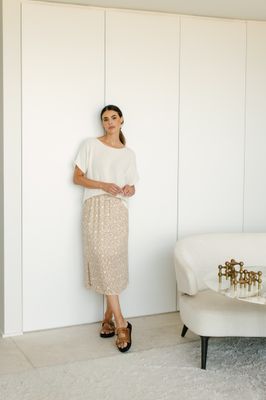 Signe Nature Pull: Korte Mouw, Ecru, Gebreid