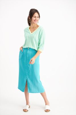 Signe nature Pull: 3/4 mouw, los gebreid, Lime kleur