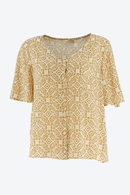 Signe nature Dames bloes: Beige, Vlindermouw