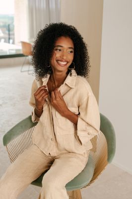 Signe Nature Bloes / blazer: Beige, Linnen