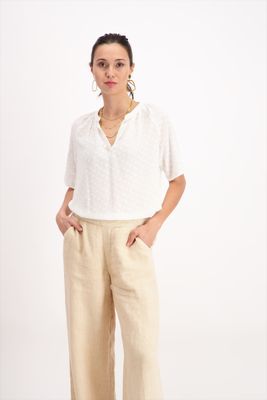 Signe Nature Bloes: Ecru / wit met fantasie