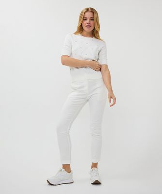 Esqualo Shirt met parels: off White, korte mouw